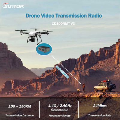 CD100NMT فرستنده COFDM دور برد برای UAV / Drone ، طراحی دو آنتن MIMO ، تا 150 کیلومتر
